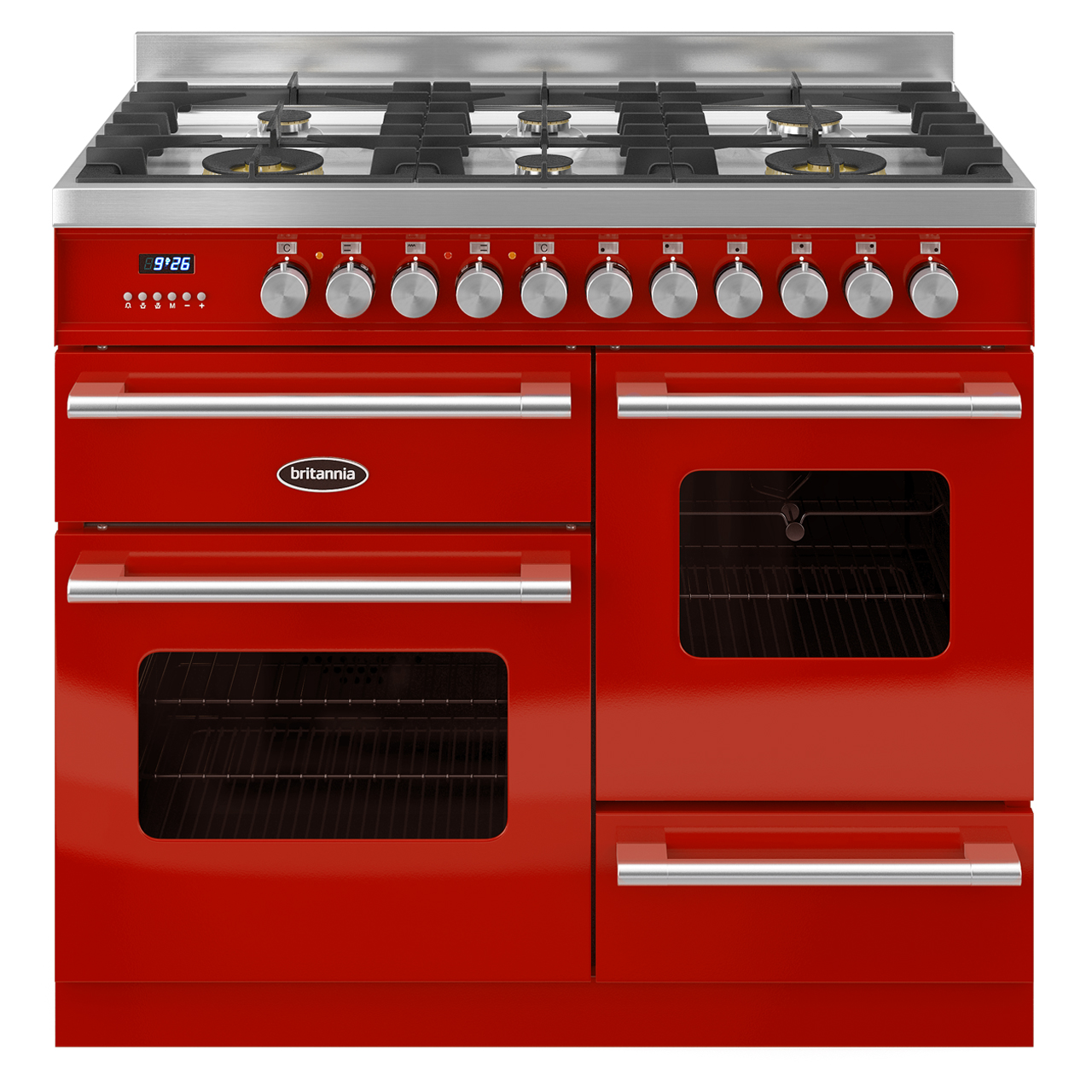 red dual fuel cooker