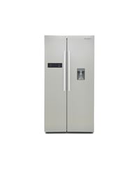 Montpellier M520WDSMontpellier American Style Side-by-Side Fridge Freezer with Non-Plumbed Drinks Dispenser in Silver