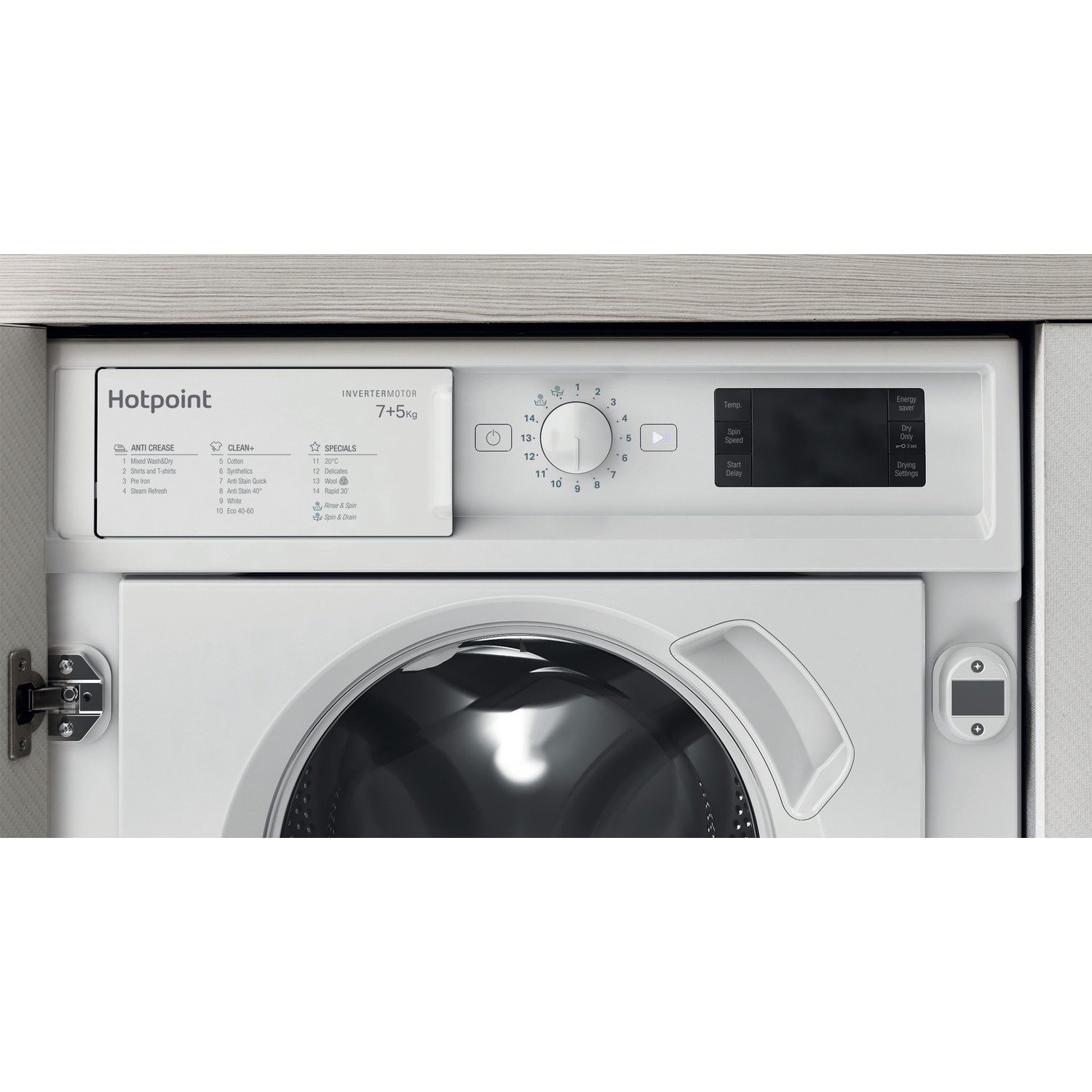 hotpoint biwmhg71483 integrated washing machine 7kg load 1400rpm spin white